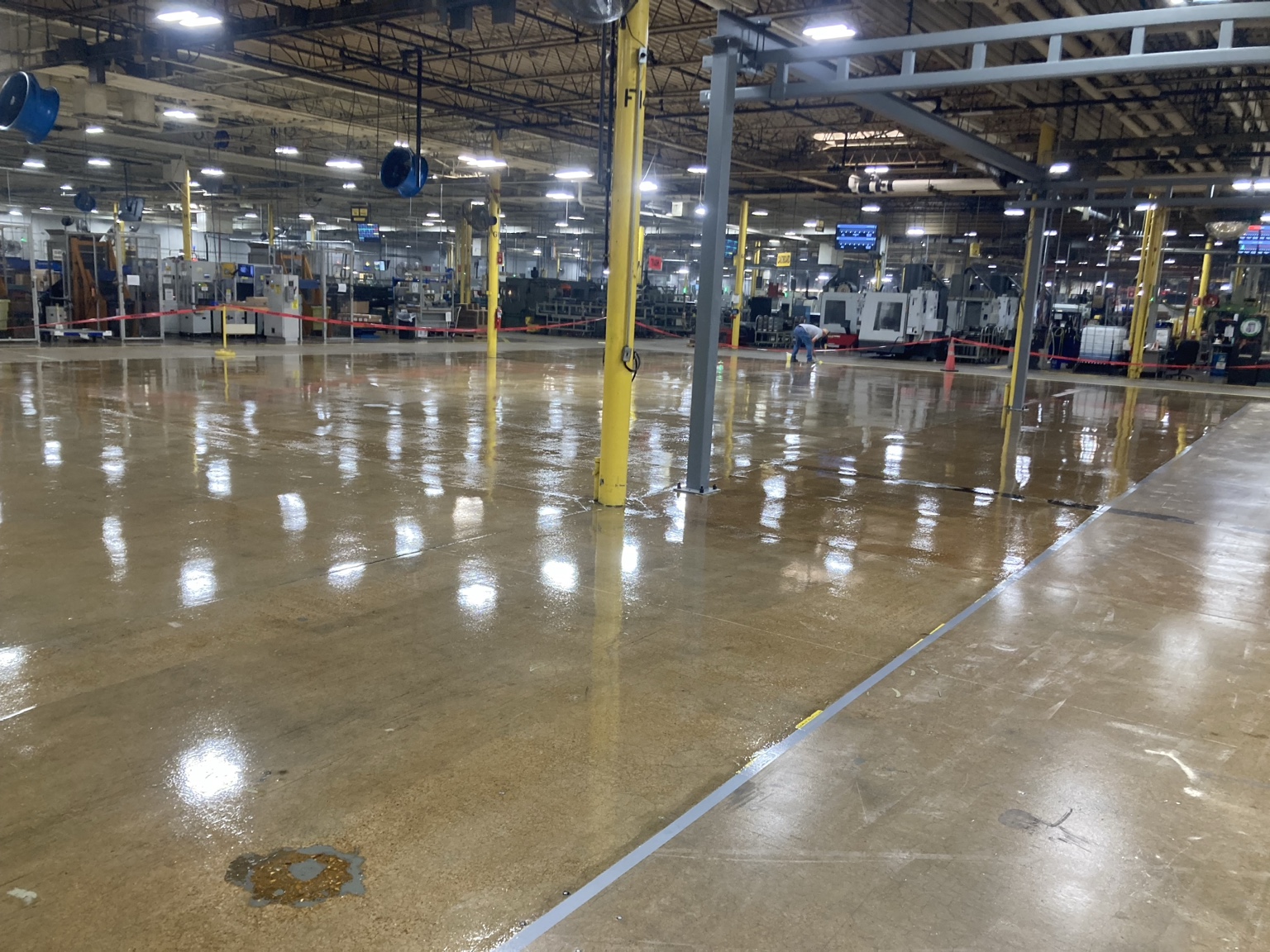 Large industrial polished concrete floor